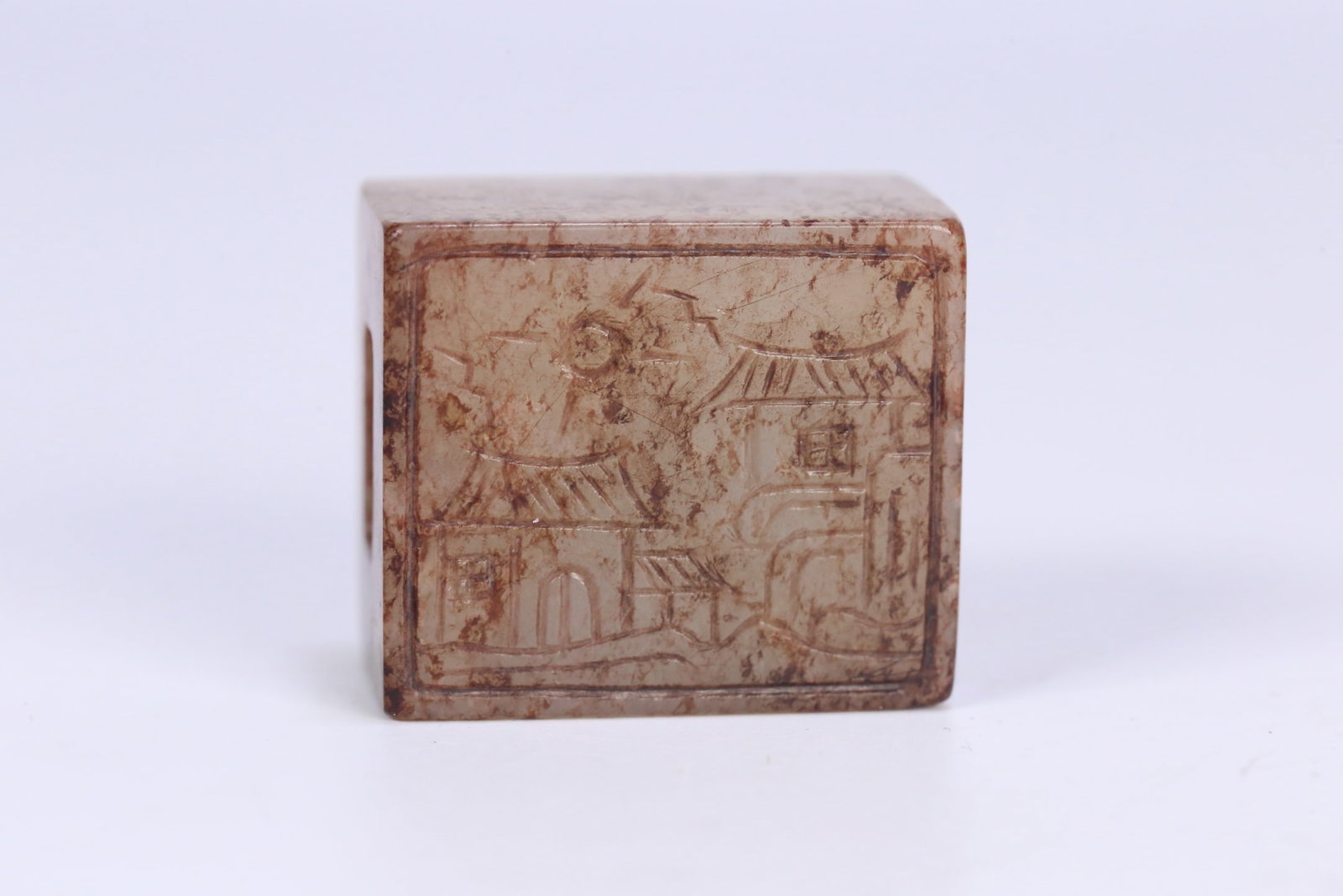 An Exquisite White Jade Landscape Pattern Seal (1 of 10)