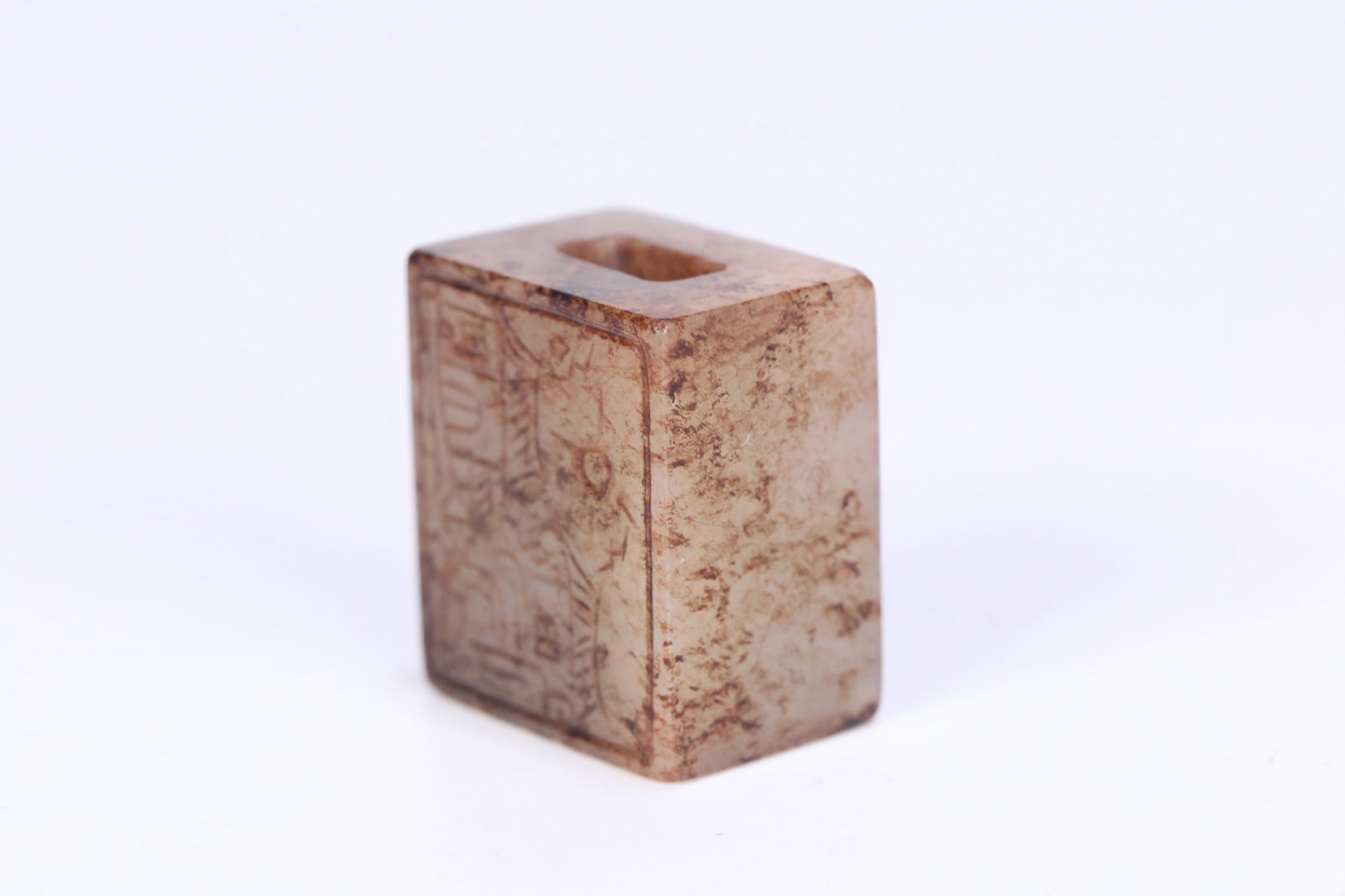An Exquisite White Jade Landscape Pattern Seal - 4