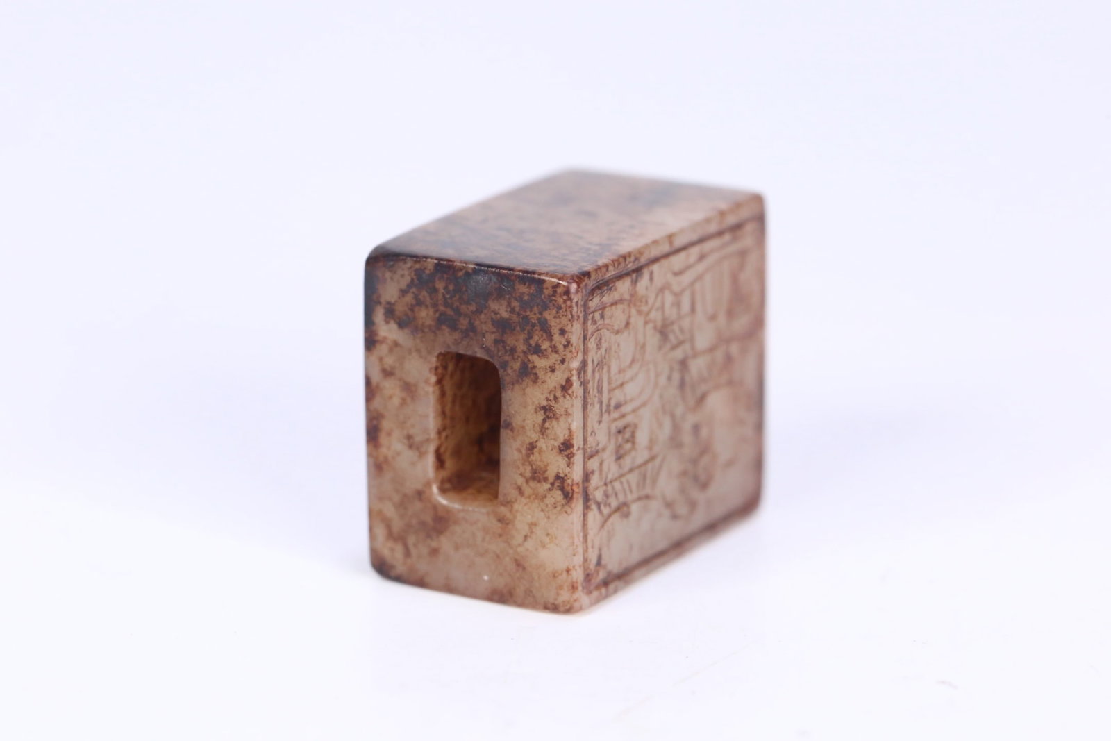 An Exquisite White Jade Landscape Pattern Seal - 5