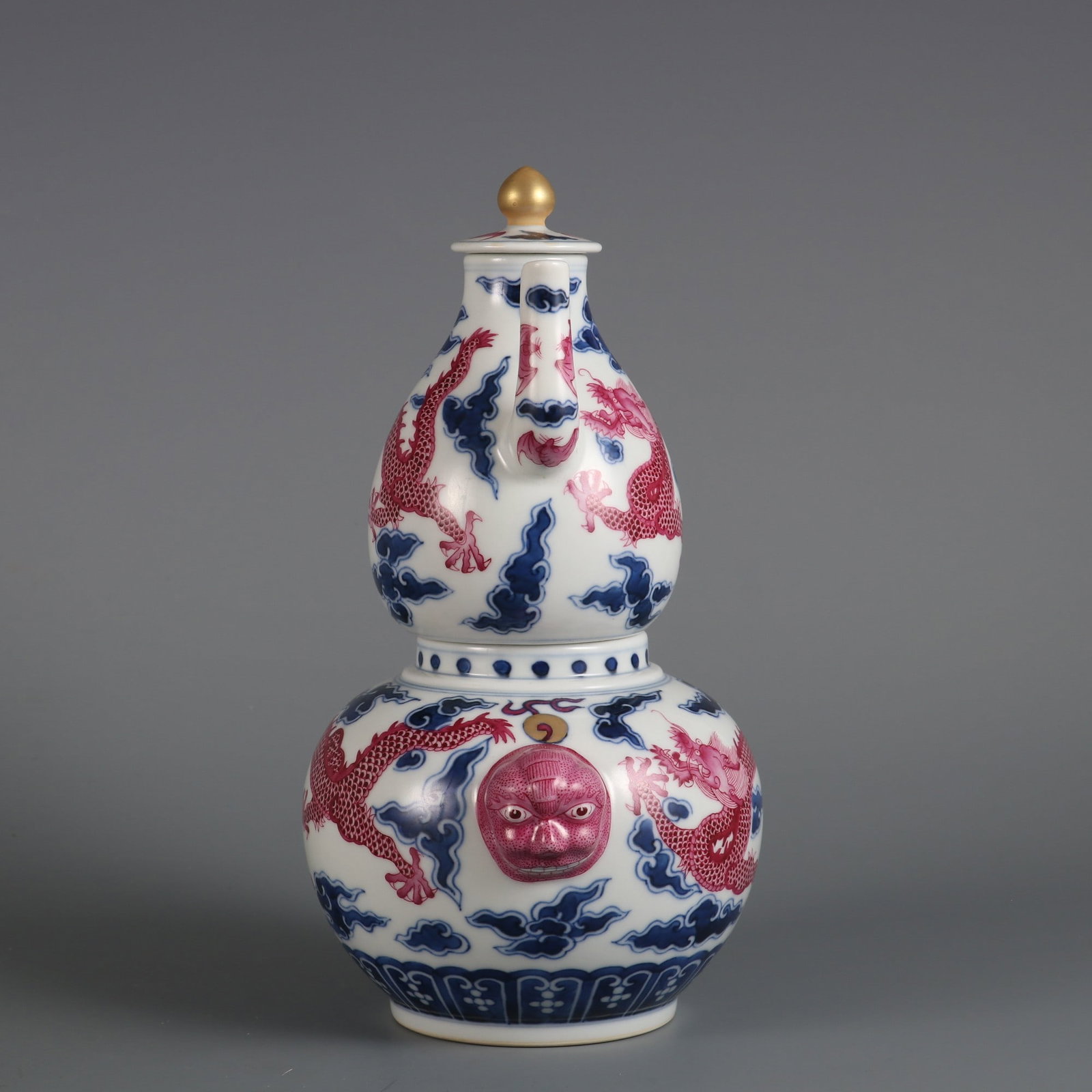 An Exquisite Blue and White Ruby Red-Glazed Dragon Pattern Ewer - 2