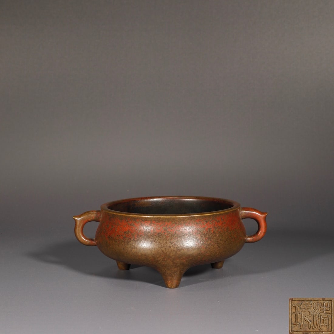 An Exquisite Bronze Double-Ears and Tripod Censer: An Exquisite Bronze Double-Ears and Tripod Censer,Ming Dynasty,China,With