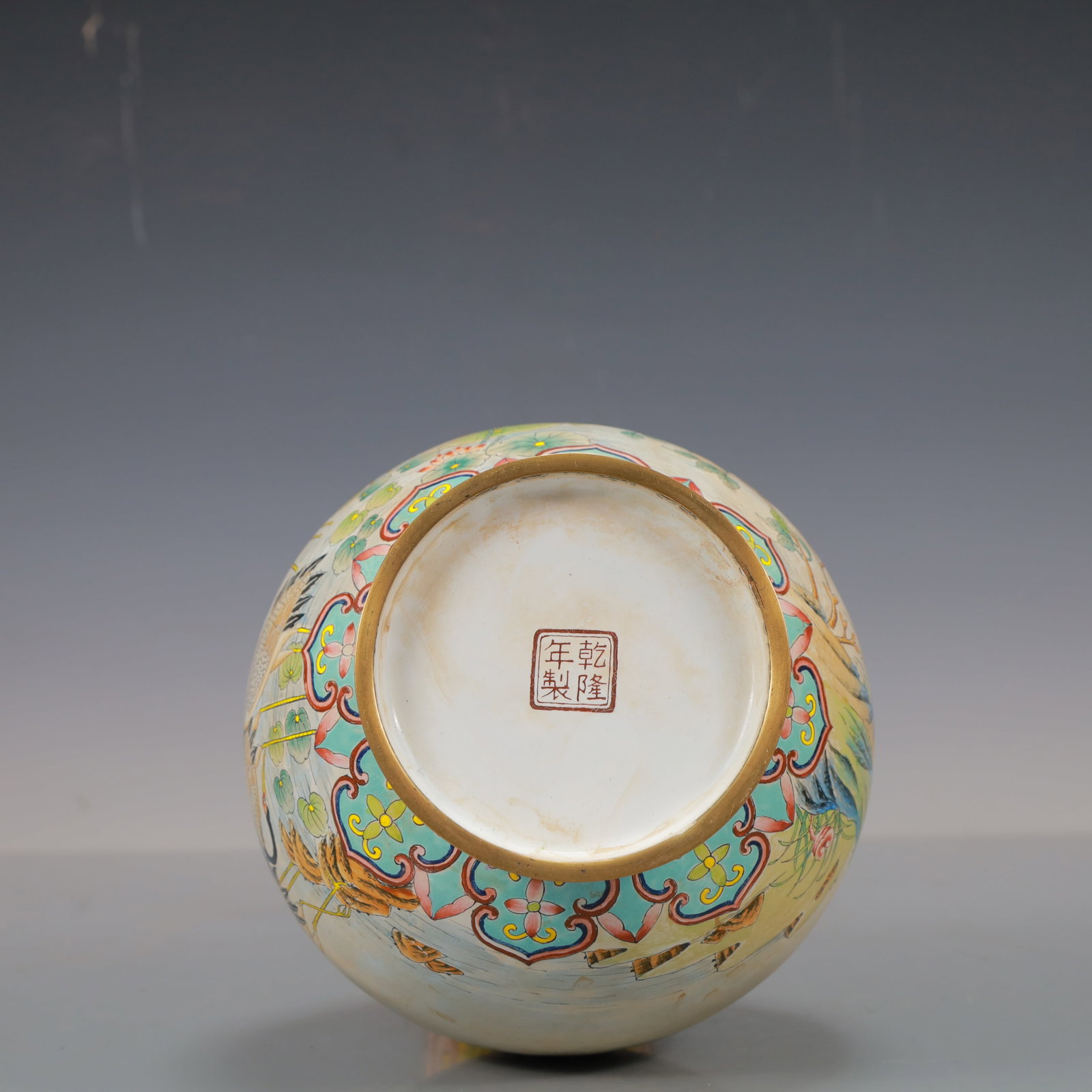 A Exquisite Coppery Enamel Lotus Pattern Flower Pattern Crane Pattern Vase - 8