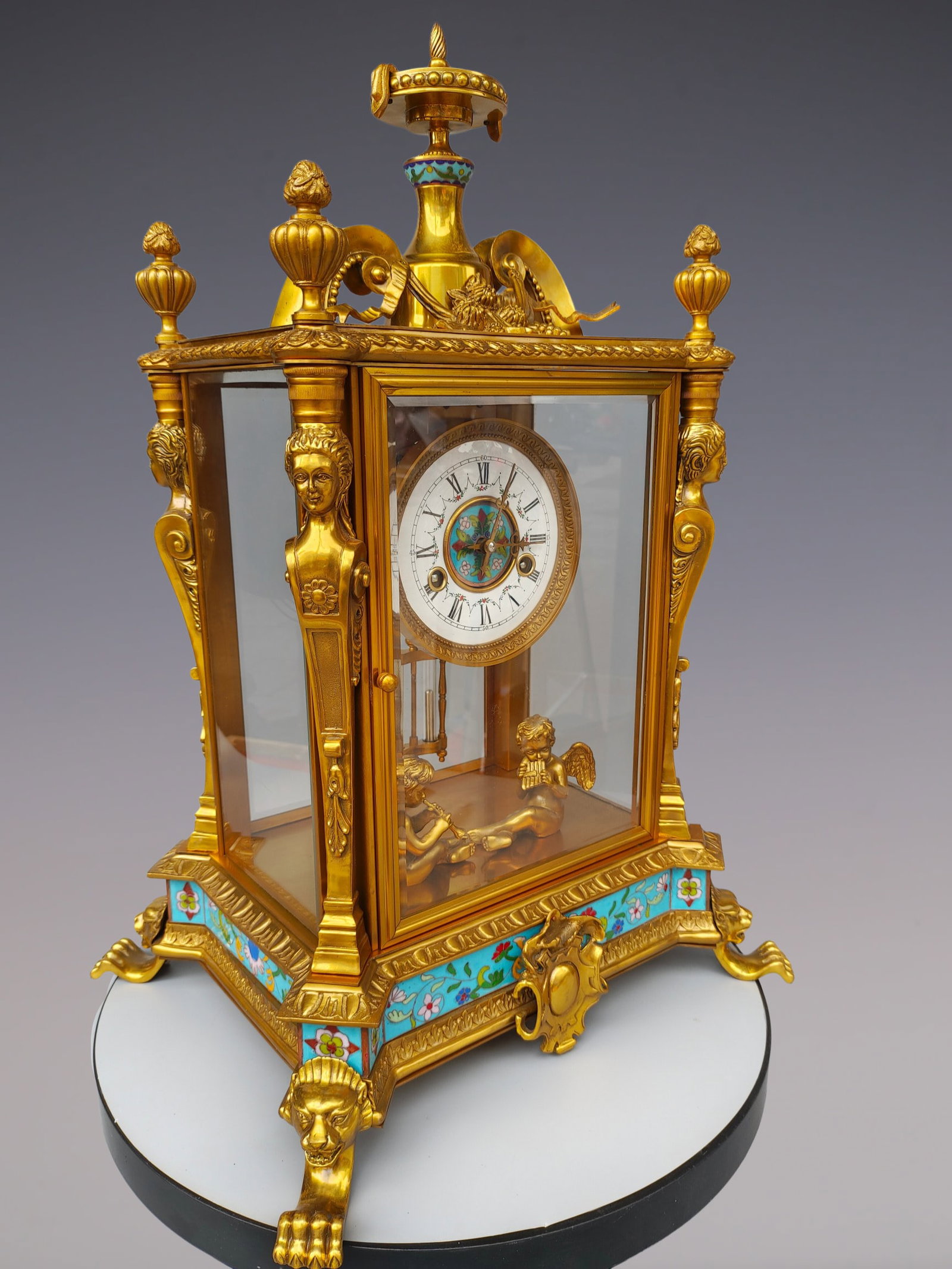An Exquisite Gilt Bronze Lotus Pattern Clock - 2