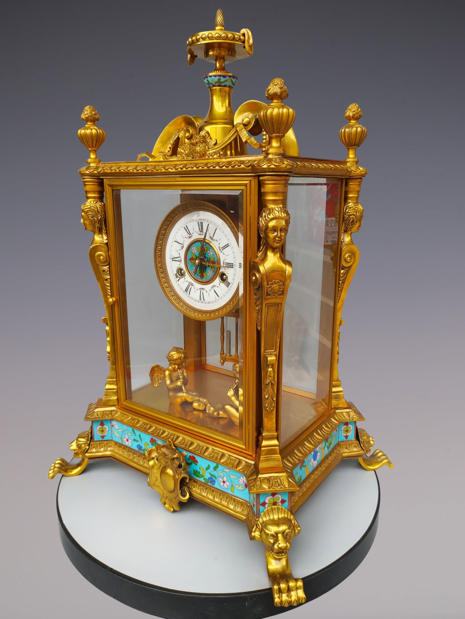 An Exquisite Gilt Bronze Lotus Pattern Clock - 8