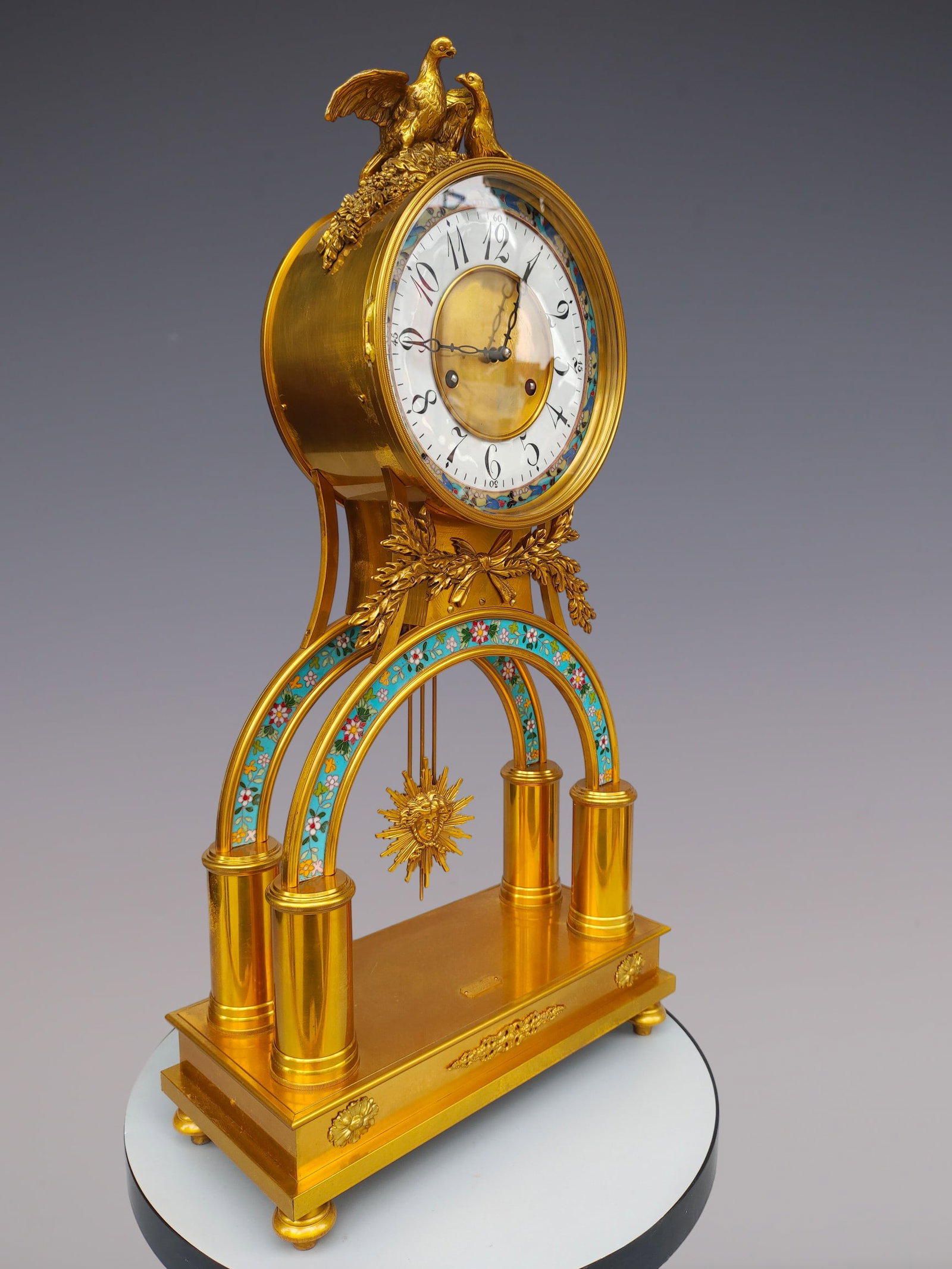 An Exquisite Gilt Bronze Lotus Pattern Clock - 2