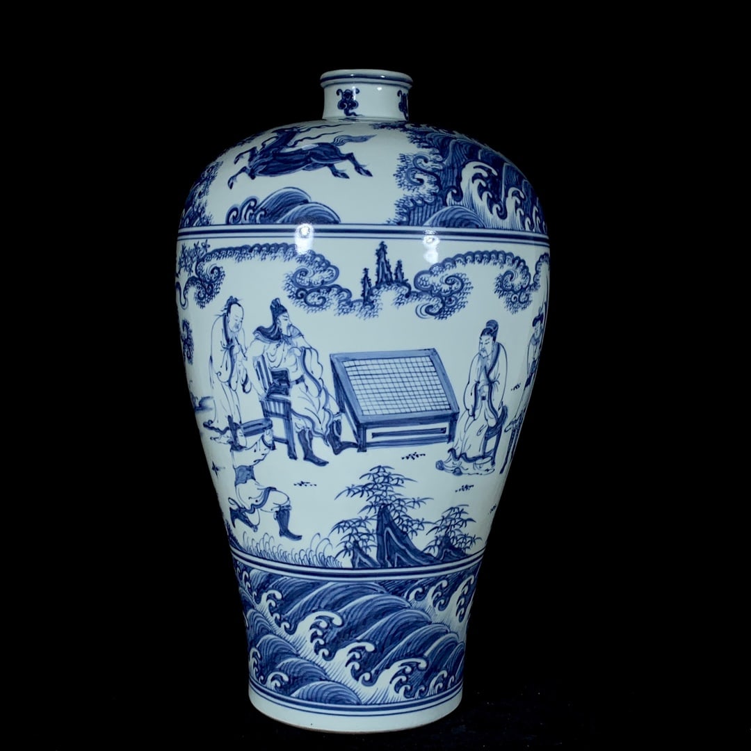 An Exquisite Blue and White Character and Story Pattern Vase (1 of 9)