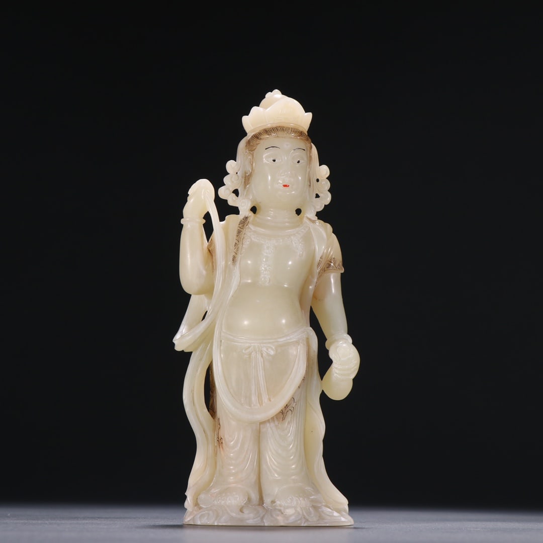 An Exquisite Shoushan Stone Statue of Avalokitesvara Ornament: An Exquisite Shoushan Stone Statue of Avalokitesvara Ornament,Qing Dynasty,China,Sangjun