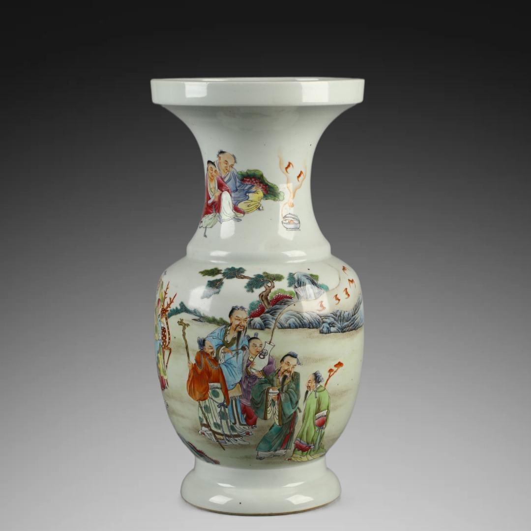 An Exquisite Famille-Rose Figures Pattern Vase (1 of 9)