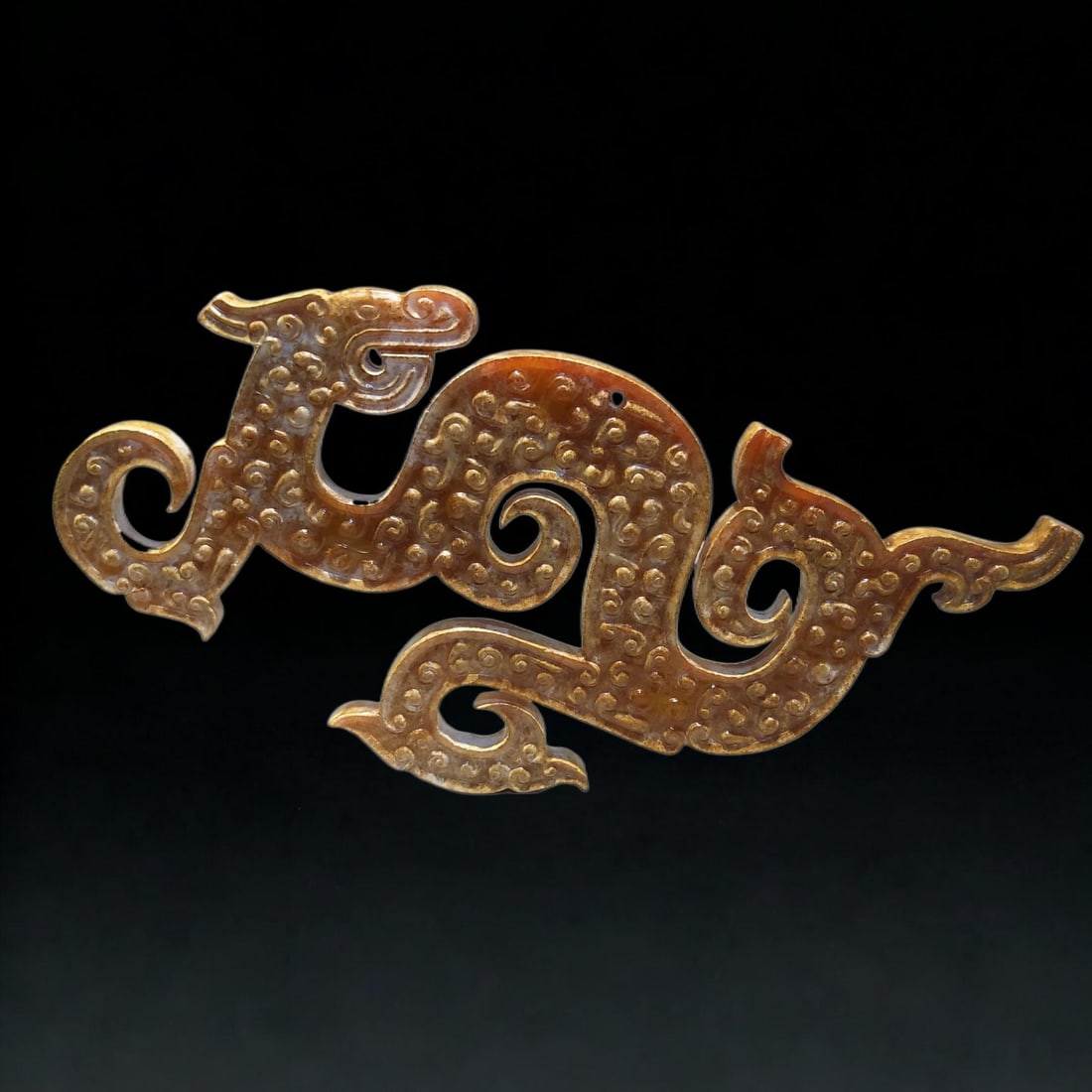 An Exquisite Hotan Jade Dragon Pendant: An Exquisite Hotan Jade Dragon Pendant,Han Dynasty, China,Size:2.9inx6.2inx0.2in,Weight:74.1g 和田玉龙佩,中国汉代
