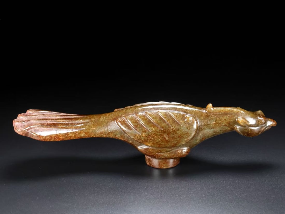 An Exquisite Hotan Jade Bird Handle Head (1 of 9)