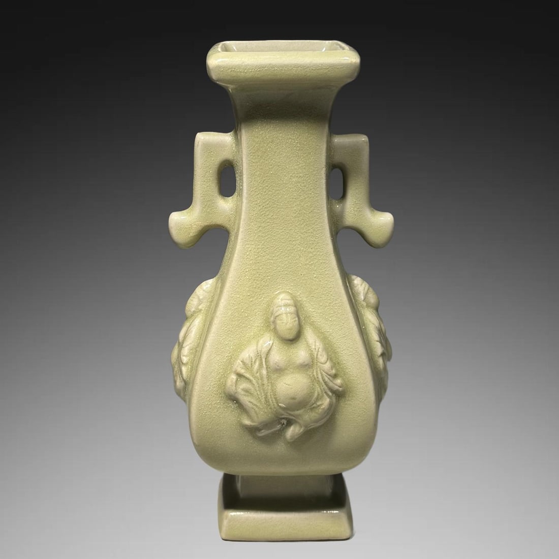 An Exquisite Moon White Glazed Double-Ears Vase: An Exquisite Moon White Glazed Double-Ears Vase,Song Dynasty, China,Size:7.9inx3.7in 月白釉双耳瓶,中国宋代