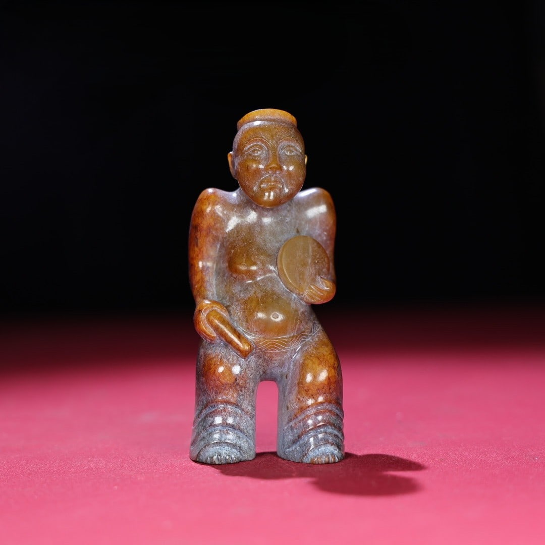 An Exquisite Hotan Jade Figure Handheld Carving: An Exquisite Hotan Jade Figure Handheld Carving,Han Dynasty, China,Size:4.1inx1.8inx1.5in,Weight:234g 和田玉人手把件,中国汉代