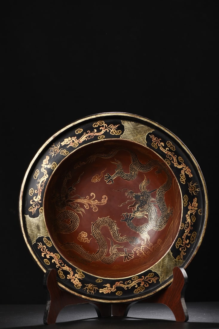 An Exquisite Cloisonne Painted Gold Dragon Pattern Basin: An Exquisite Cloisonne Painted Gold Dragon Pattern Basin,Qing Dynasty, China,Size:13.2inx13.2inx3.1in,Weight:1575g 铜胎描金龙纹盆,中国清