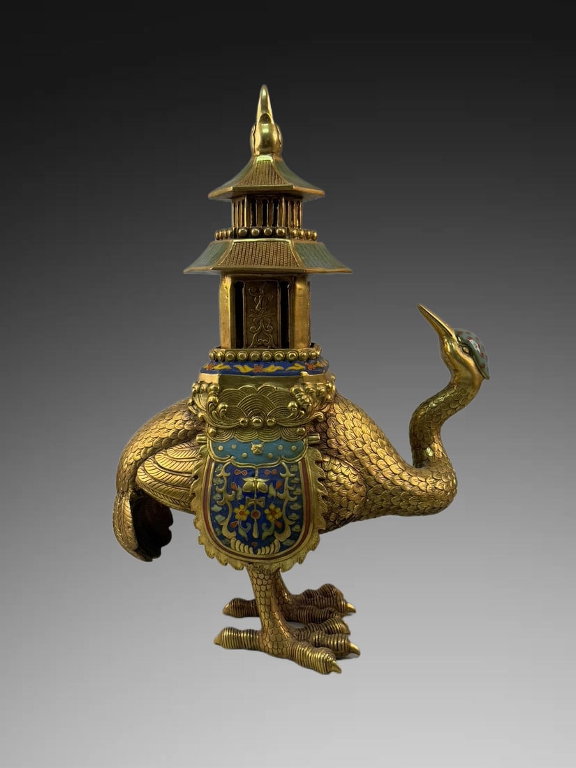 An Exquisite Cloisonné Enamel Bird Censer: An Exquisite Cloisonné Enamel Bird Censer,Qing Dynasty, China,Size:18.5inx13in ,Weight:3965g 掐丝珐琅彩鸟炉,中国清代