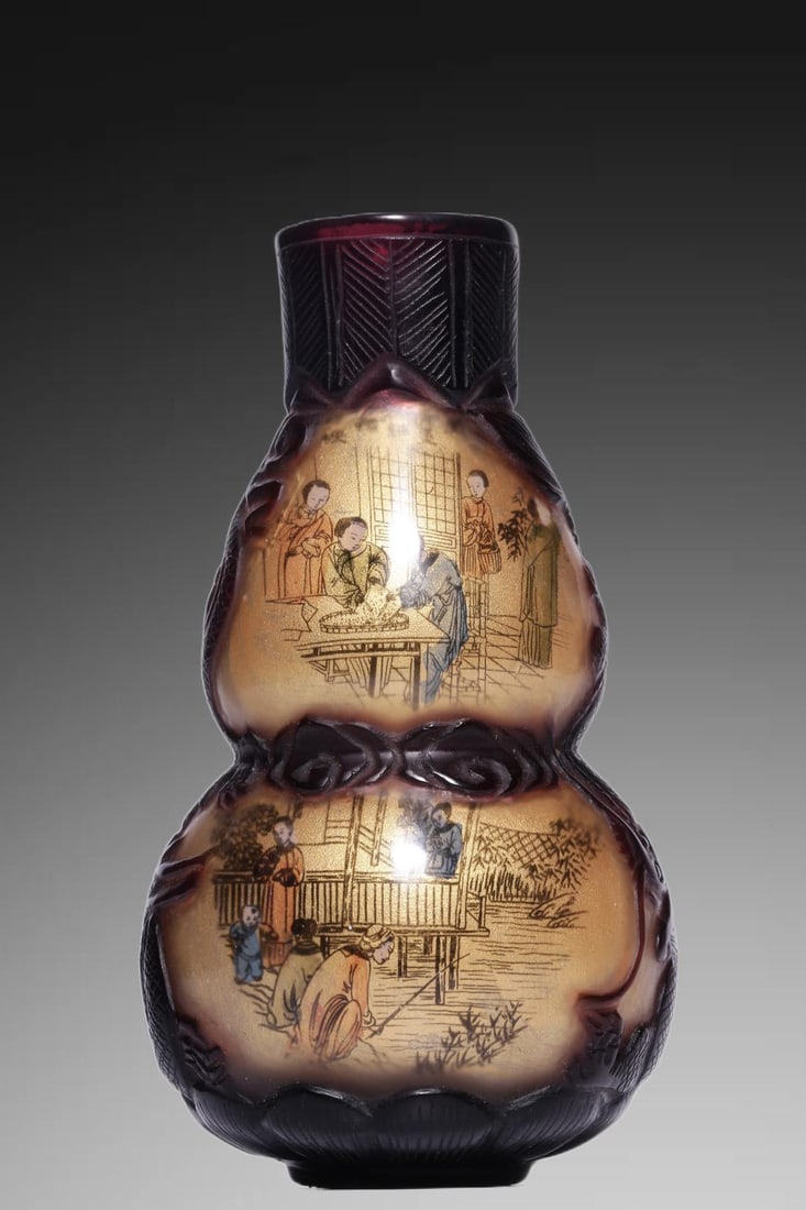 An Exquisite Colored Glaze Character and Story Pattern Gourd Vase (1 of 10)