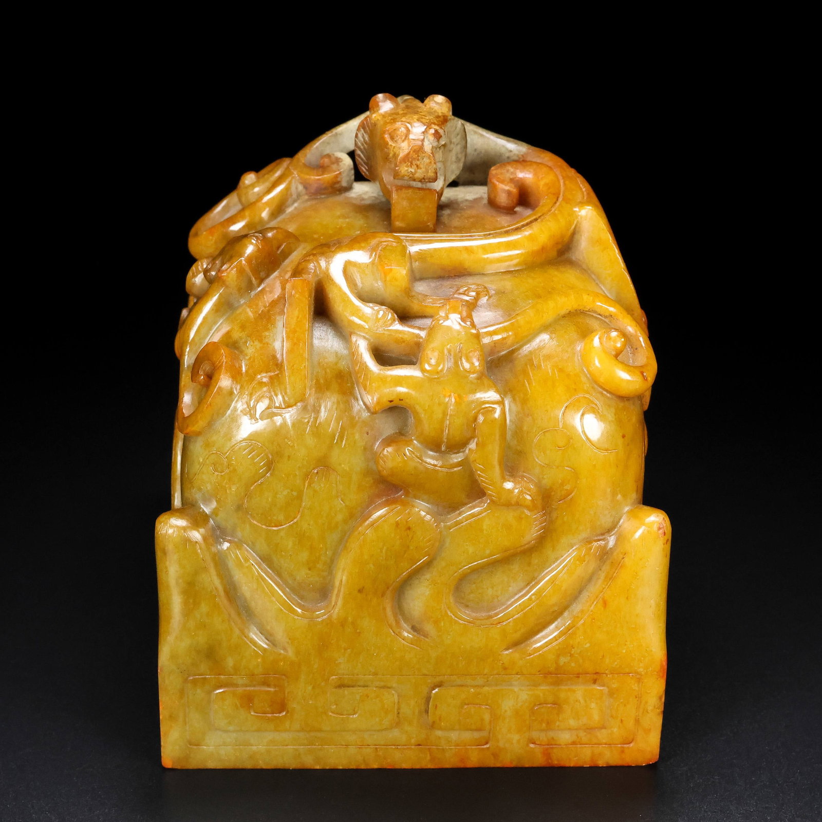 An Exquisite Hotan Jade Dragon Seal (1 of 9)