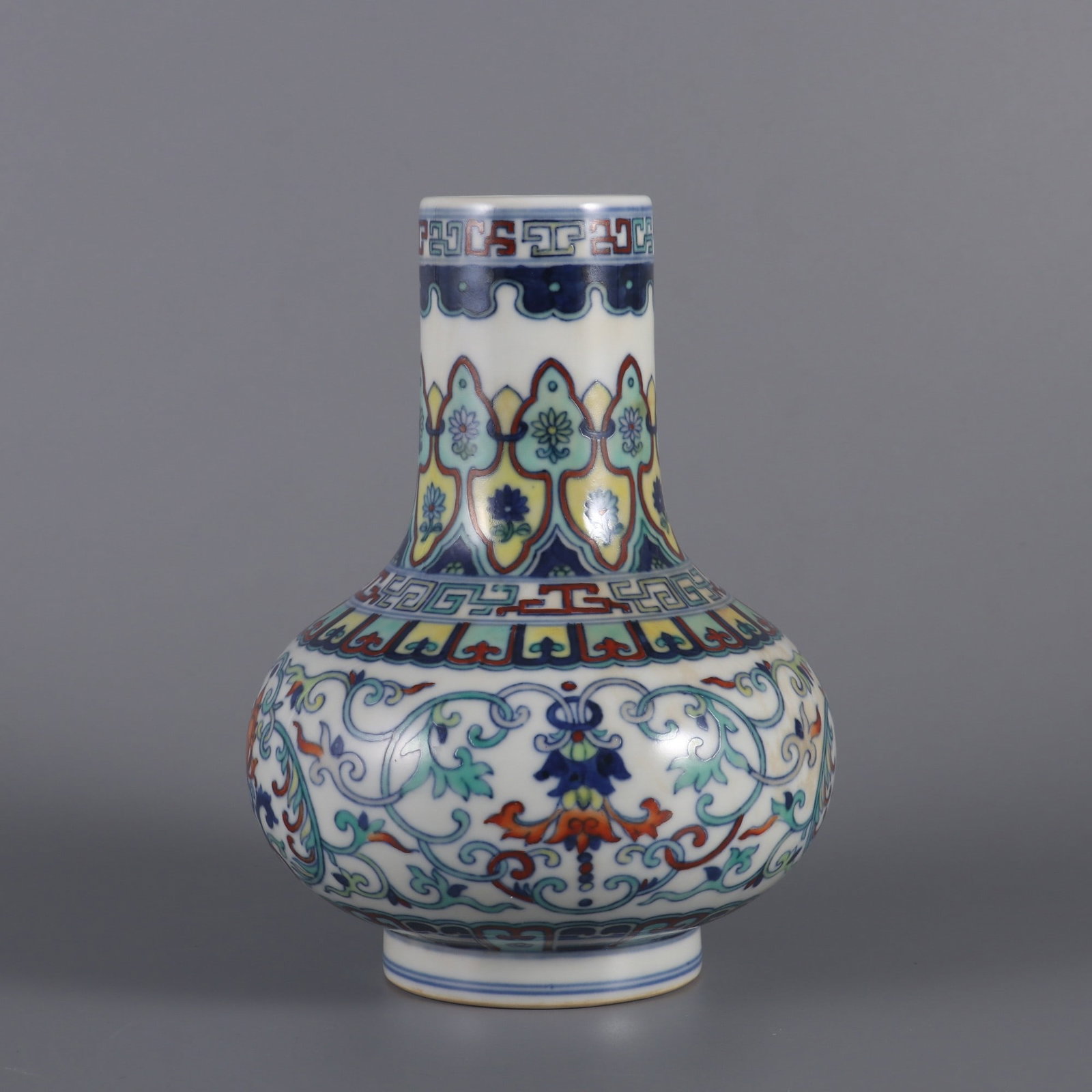 An Exquisite Doucai Lotus Pattern Vase: An Exquisite Doucai Lotus Pattern Vase,Qing Dynasty, China,Qianlong Six-character Mark,Size:6.7inx2inx4.9in