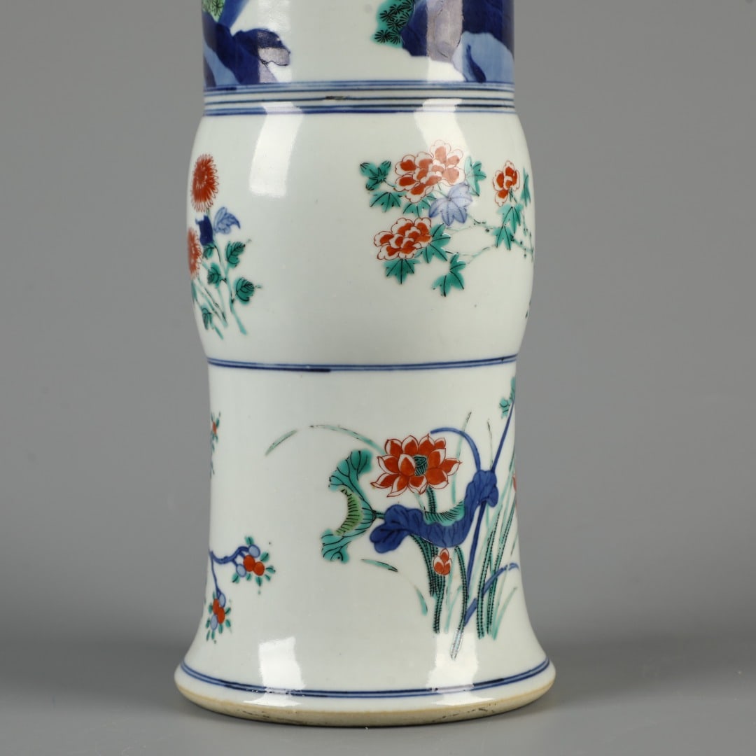 An Exquisite Doucai Figures Pattern Flower Holder - 3