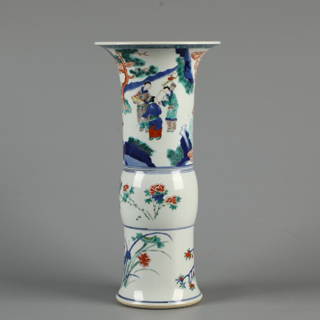 An Exquisite Doucai Figures Pattern Flower Holder - 4