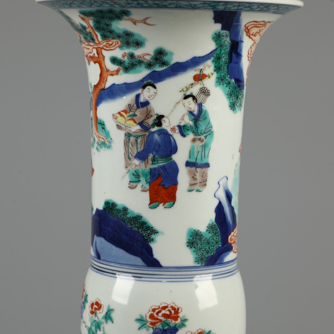 An Exquisite Doucai Figures Pattern Flower Holder - 5
