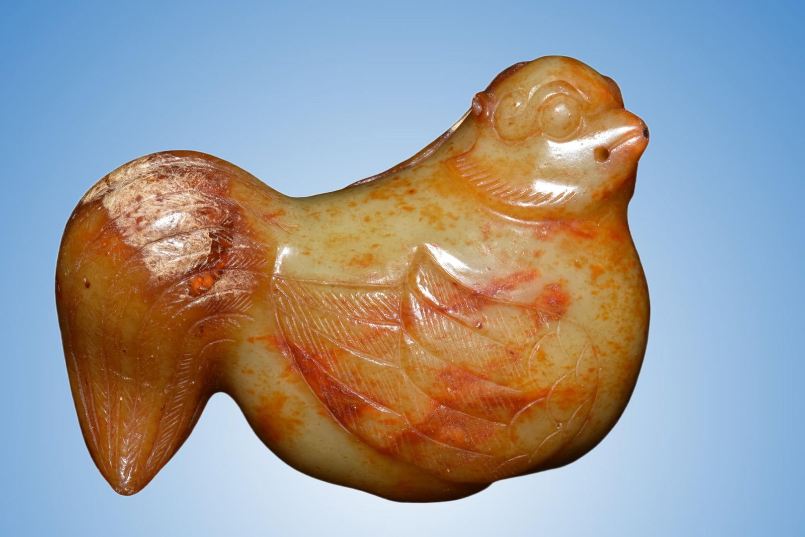 An Exquisite Hotan Jade Bird: An Exquisite Hotan Jade Bird,Han Dynasty,China,Size:3.7inx3.1in,Weight:380g 和田玉鸟,中国汉代