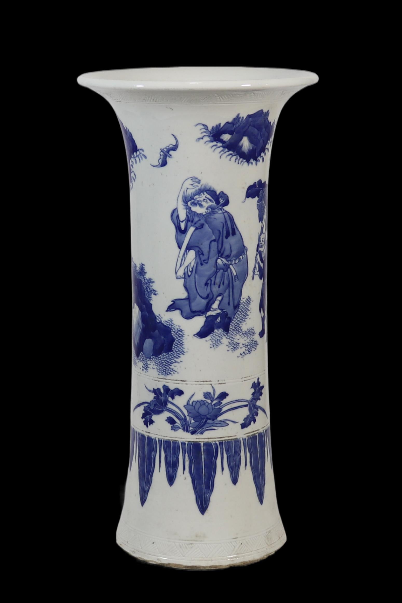 An Exquisite Blue and White Figures Pattern Vase: An Exquisite Blue and White Figures Pattern Vase,Ming Dynasty, China,Size:15.9inx7.9in 青花人物纹瓶,中国明代