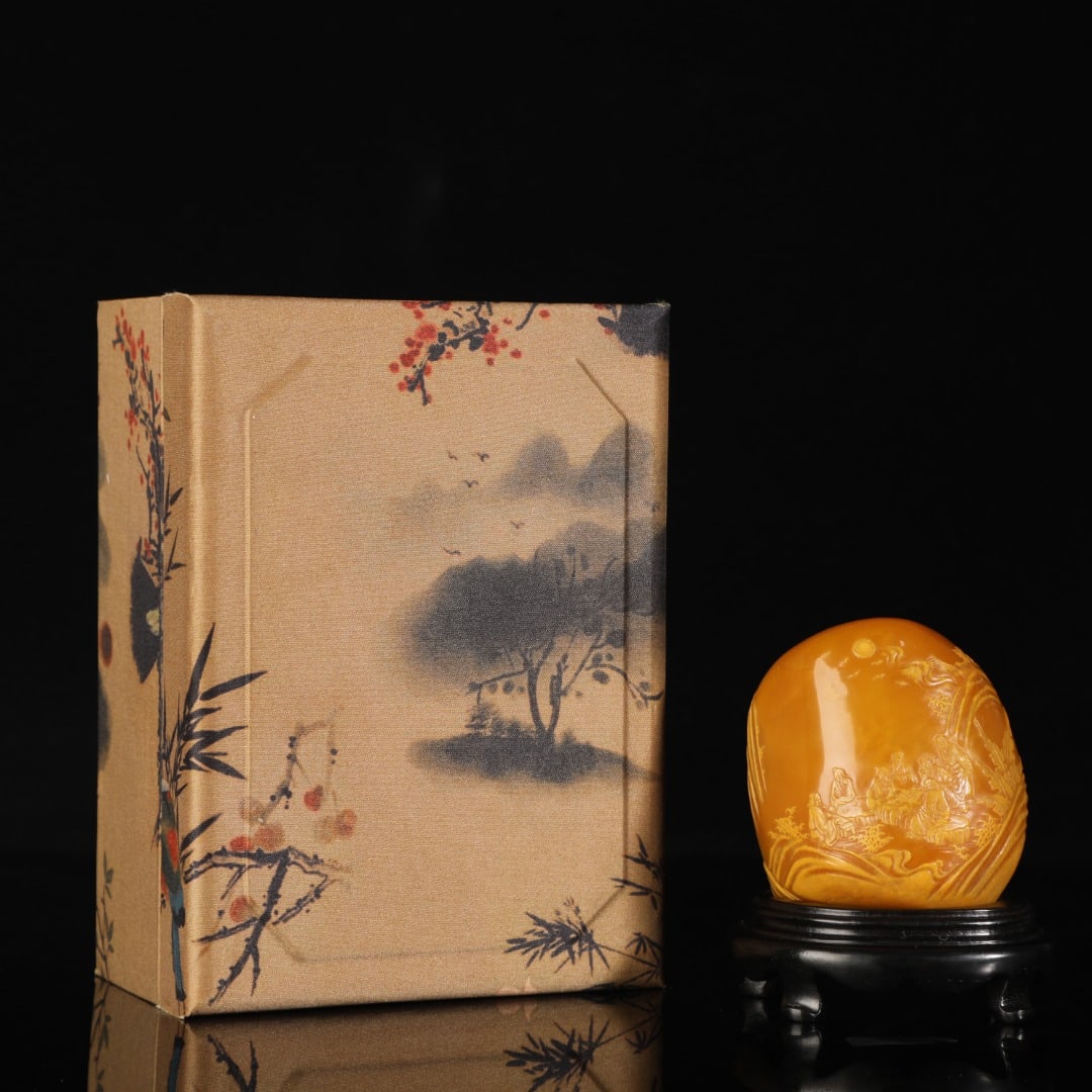 An Exquisite Shoushan Stone Character and Story Pattern Seal: An Exquisite Shoushan Stone Character and Story Pattern Seal,Republic of China,With Mark,Size:3.5inx3in ,Weight:458g