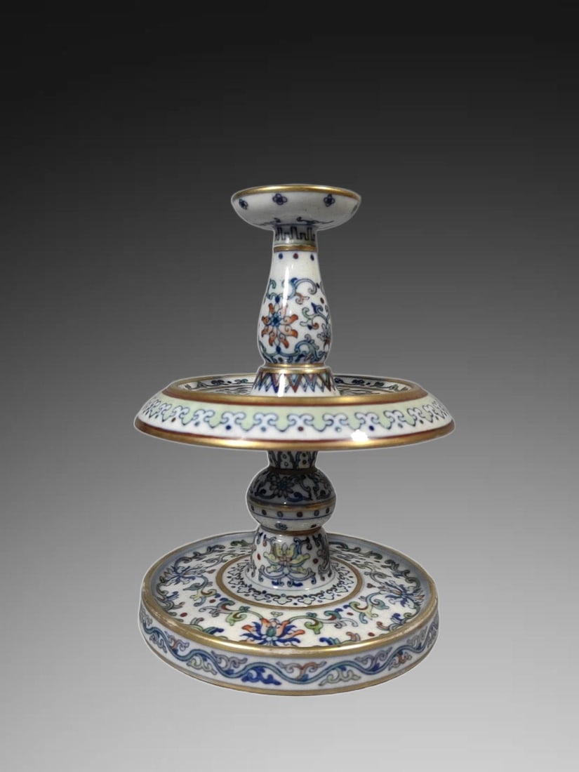 An Exquisite Doucai Flower Pattern Candlestick - 2