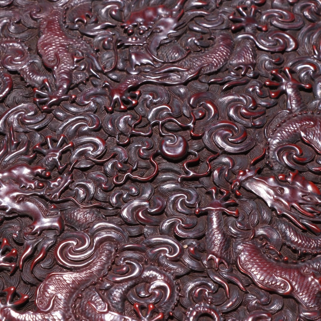 An Exquisite Carved Red Lacquer Dragon Pattern Box - 2