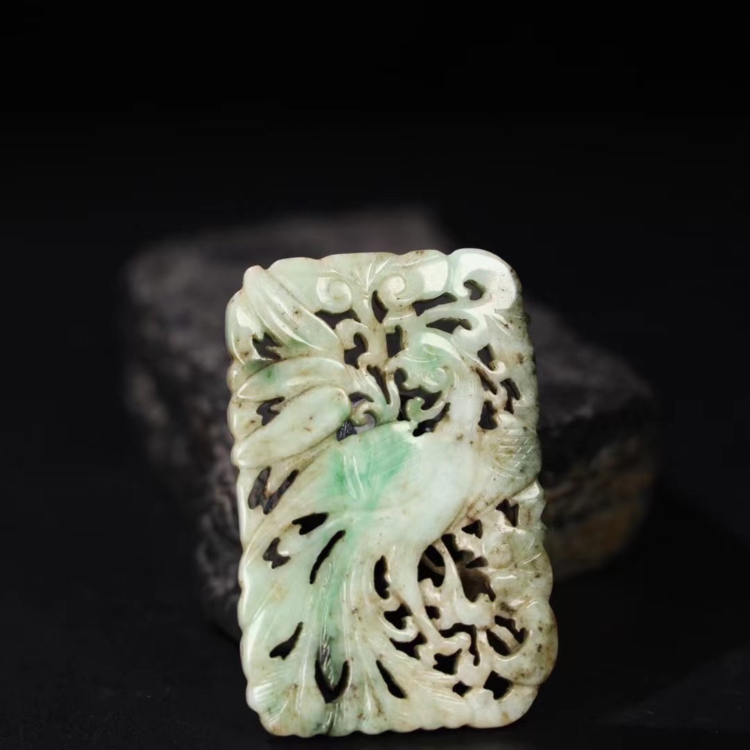 An Exquisite Jadeite Phoenix Pattern Brand - 2
