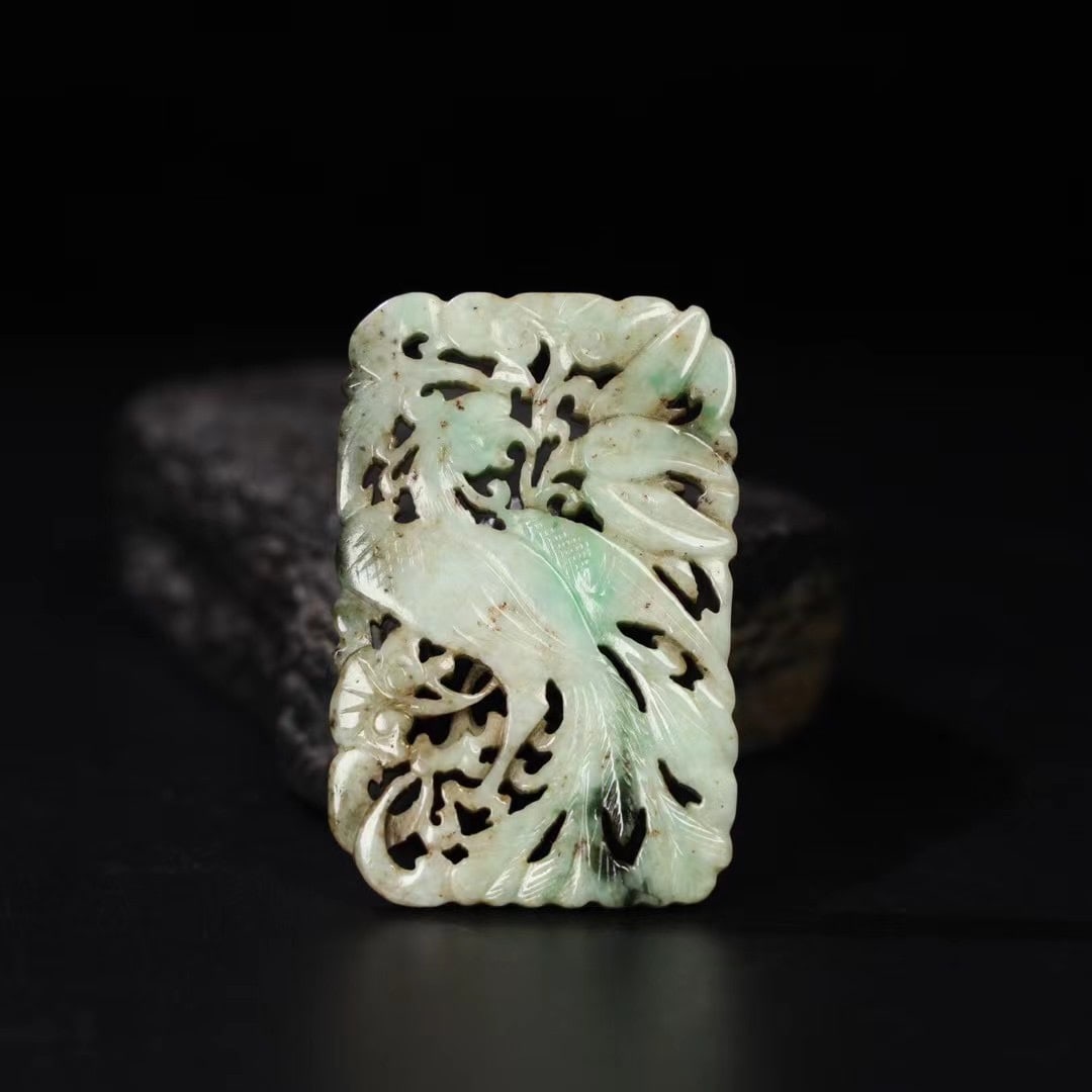 An Exquisite Jadeite Phoenix Pattern Brand - 4