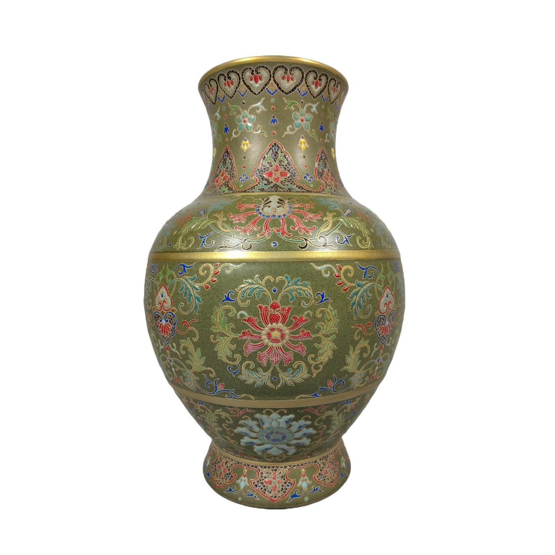 An Exquisite Teadust Glazed Painted Gold Flower Pattern Vase: An Exquisite Teadust Glazed Painted Gold Flower Pattern Vase,Qing Dynasty, China,Qianlong Four-character Mark,Size:12.2inx8.7in 茶叶末釉描金花卉纹