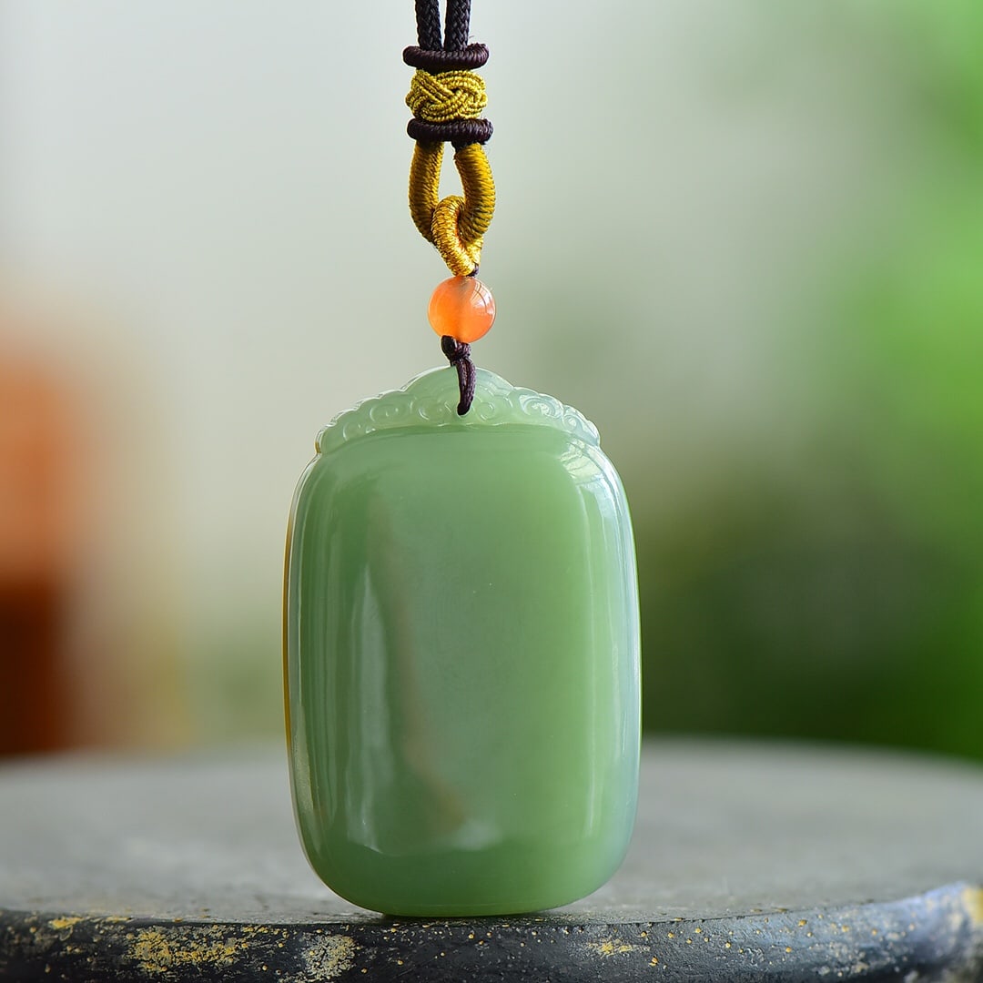 A Exquisite Hotan Jade Pendant: A Exquisite Hotan Jade Pendant,Size:2inx1.3in 和田玉平安无事牌