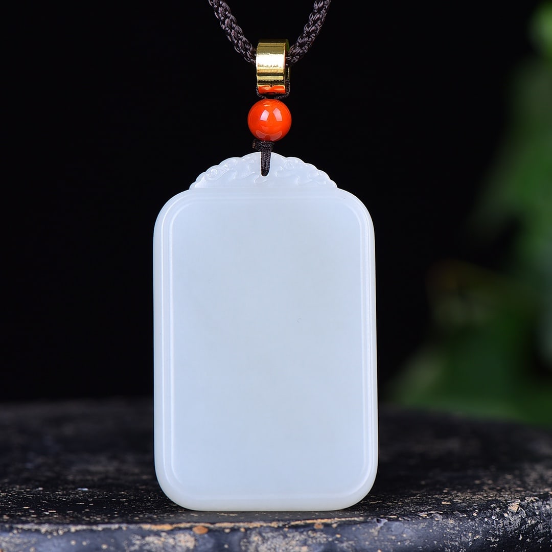 A Exquisite Hotan White Jade Pendant: A Exquisite Hotan White Jade Pendant,Size:2inx1.2in 和田白玉平安牌挂件