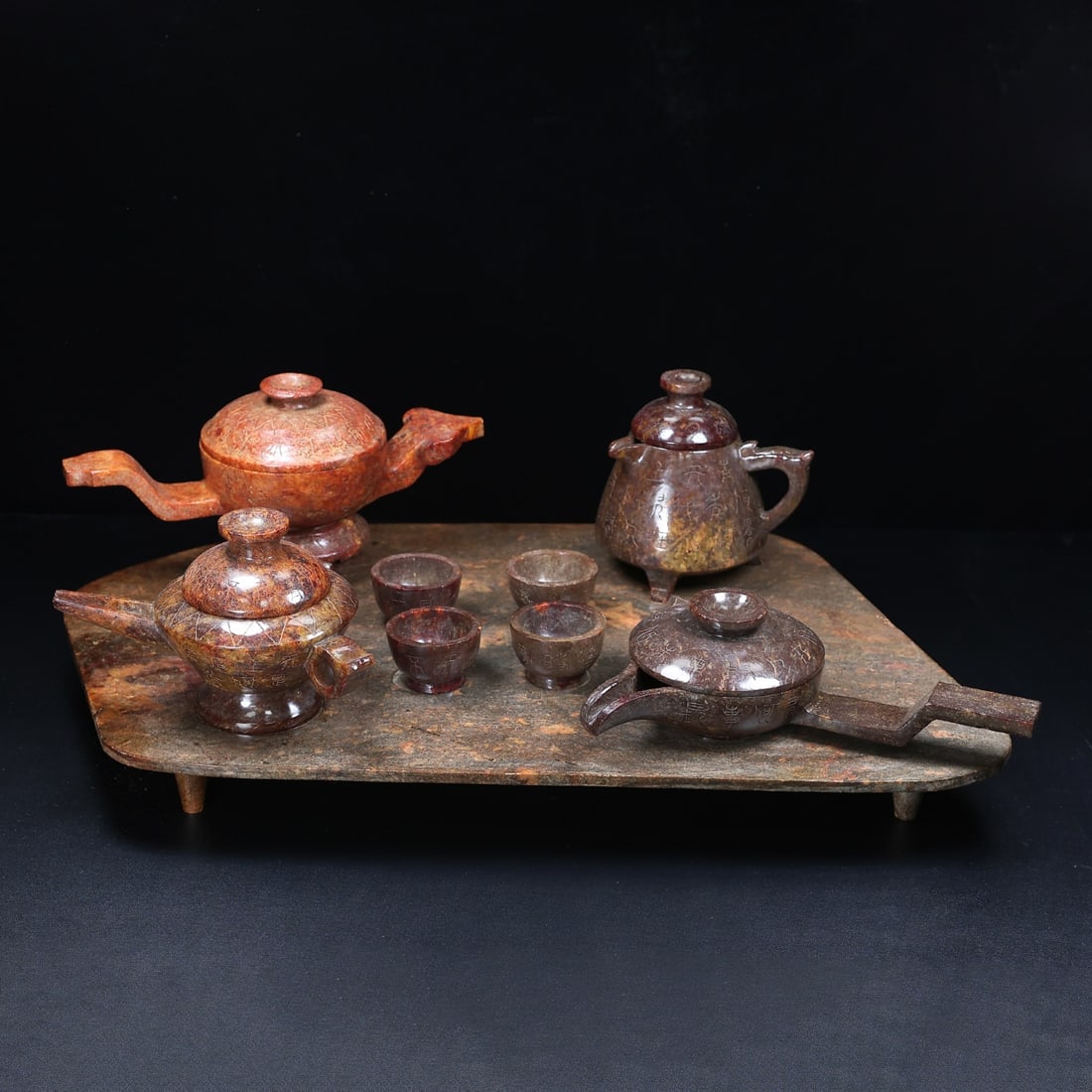 A Set of Fine White Jade Wine Vessel,With Inscriptions: A Set of Fine White Jade Wine Vessel,With Inscriptions,Han Dynasty,China,Size:21.9inx13.6inx7.5in,Weight:8000g,一套白玉酒具,带铭文,中国