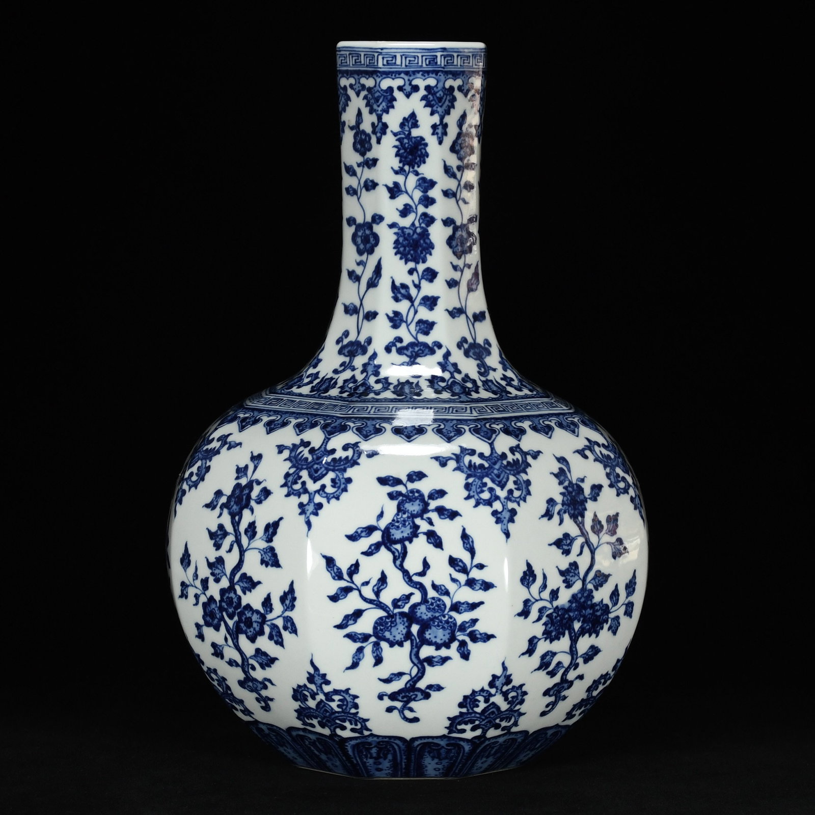 An Exquisite Blue and White Flower and Fruit Pattern Vase (1 of 9)