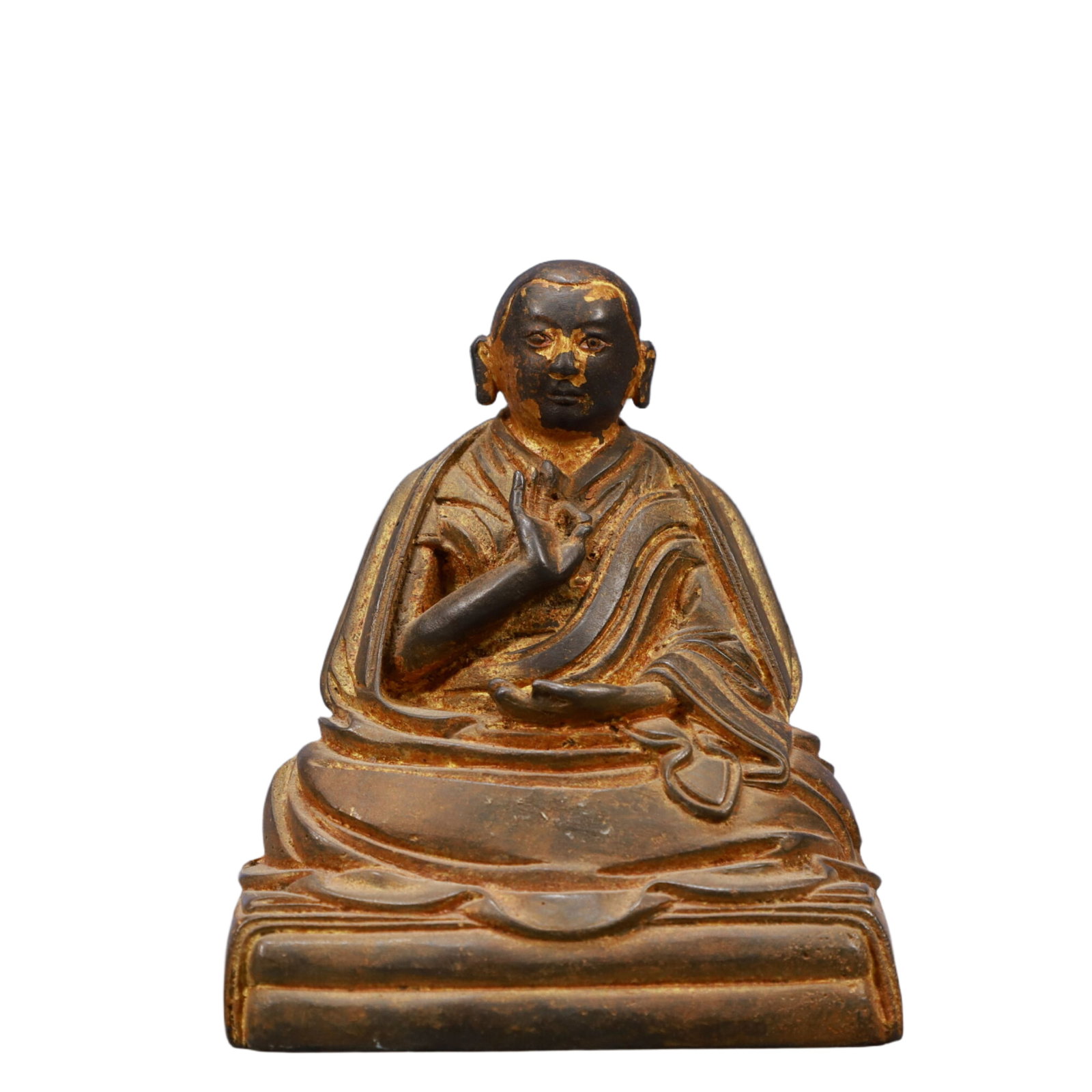 A Solemn Bronze Statue of Guru