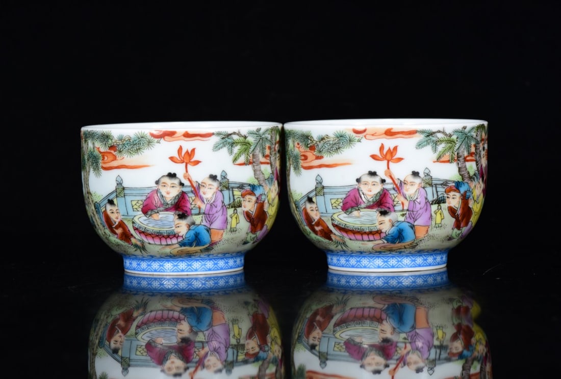 A Pair of Exquisite Famille-Rose Character and Story Pattern Bowls: A Pair of Exquisite Famille-Rose Character and Story Pattern Bowls,Qing Dynasty,China,with Yongzheng Four-character