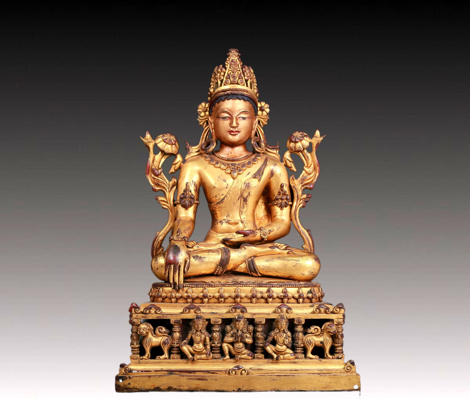 A solemn gilt bronze longevity Buddha statue (1 of 13)