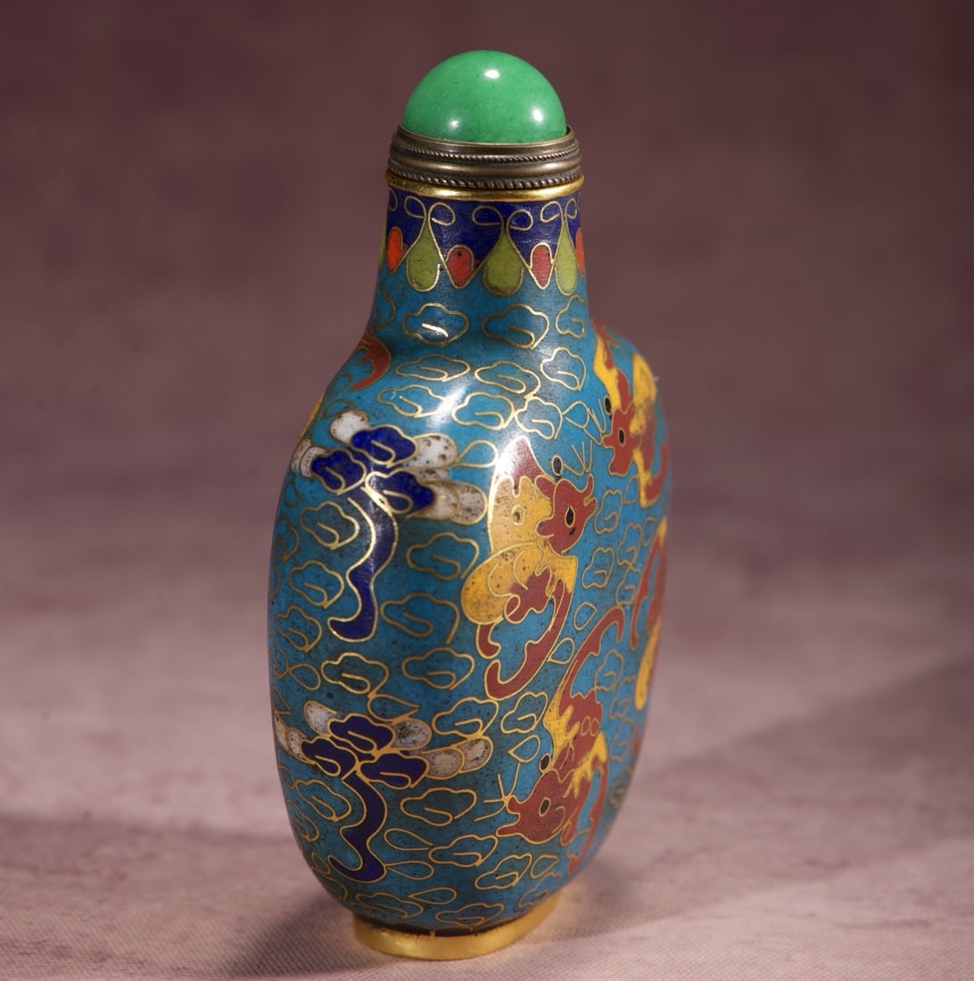 An Exquisite Cloisonne Bats Pattern Snuff Bottle - 7