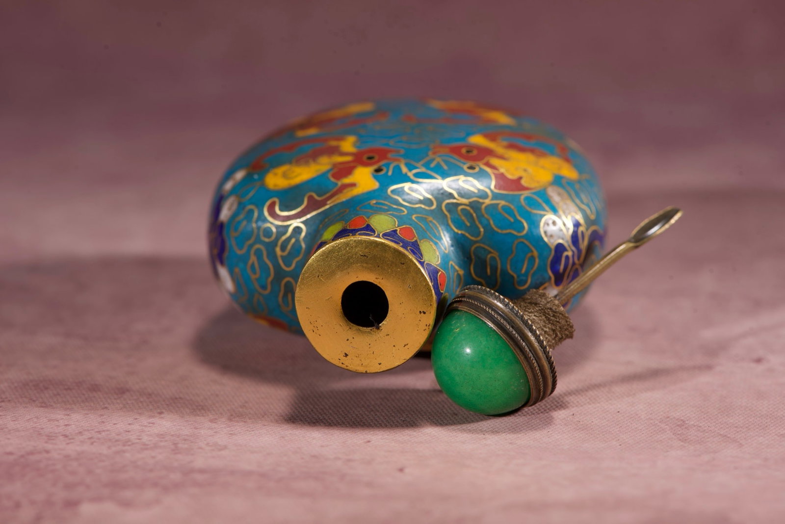An Exquisite Cloisonne Bats Pattern Snuff Bottle - 8