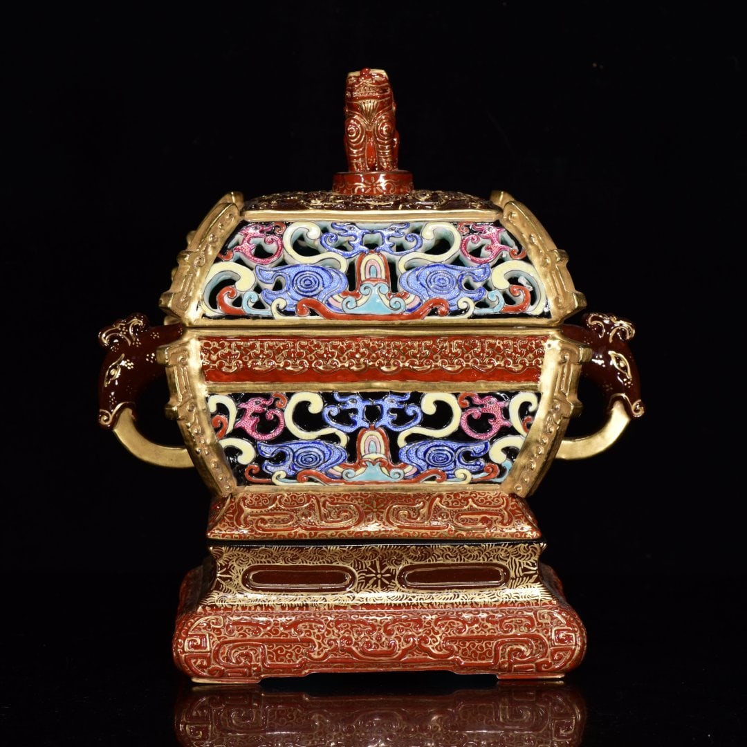 An Exquisite Enamel Gilded Double-Ears Censer