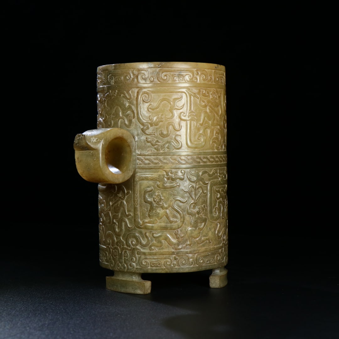 An Exquisite White Jade Auspicious Animal Pattern Cup - 2