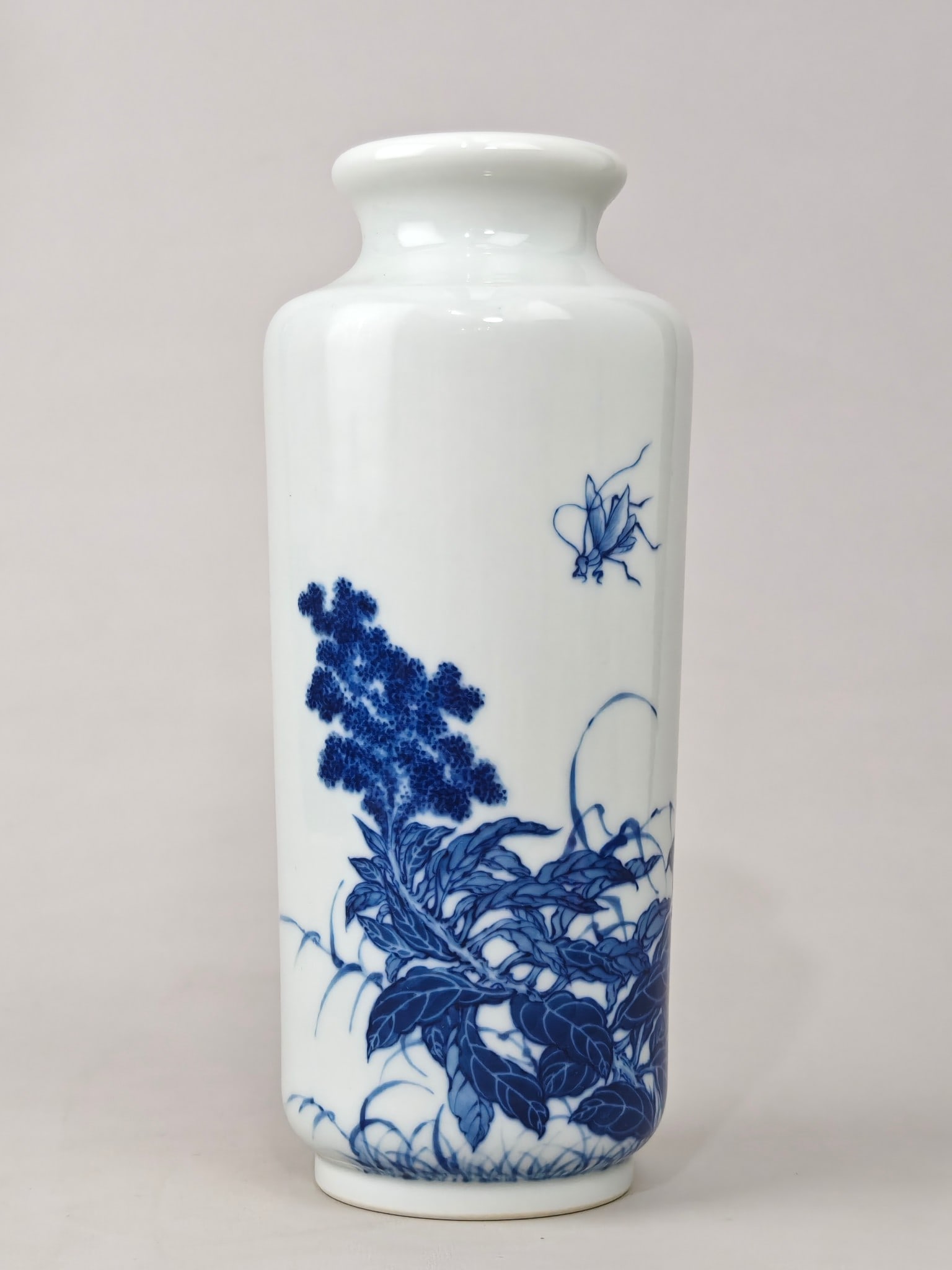 Blue and White Floral-Insect Pattern Vase - 4