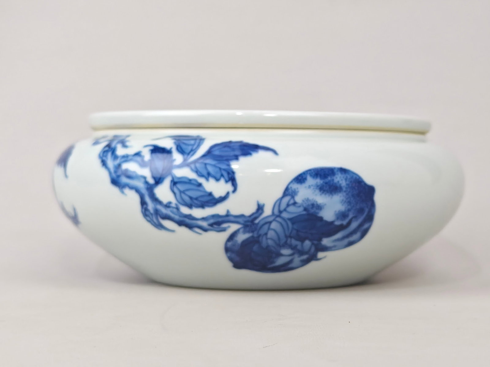 Blue and White Peach Pattern Jar - 2