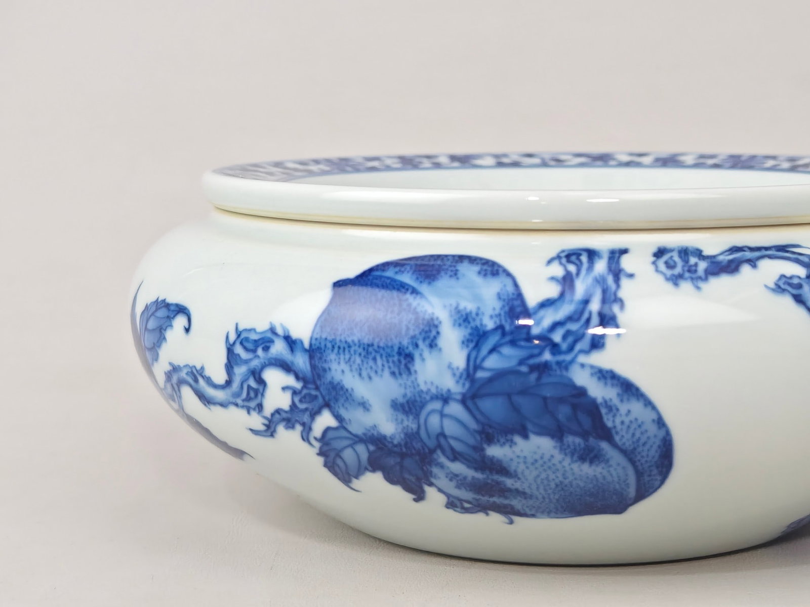 Blue and White Peach Pattern Jar - 6
