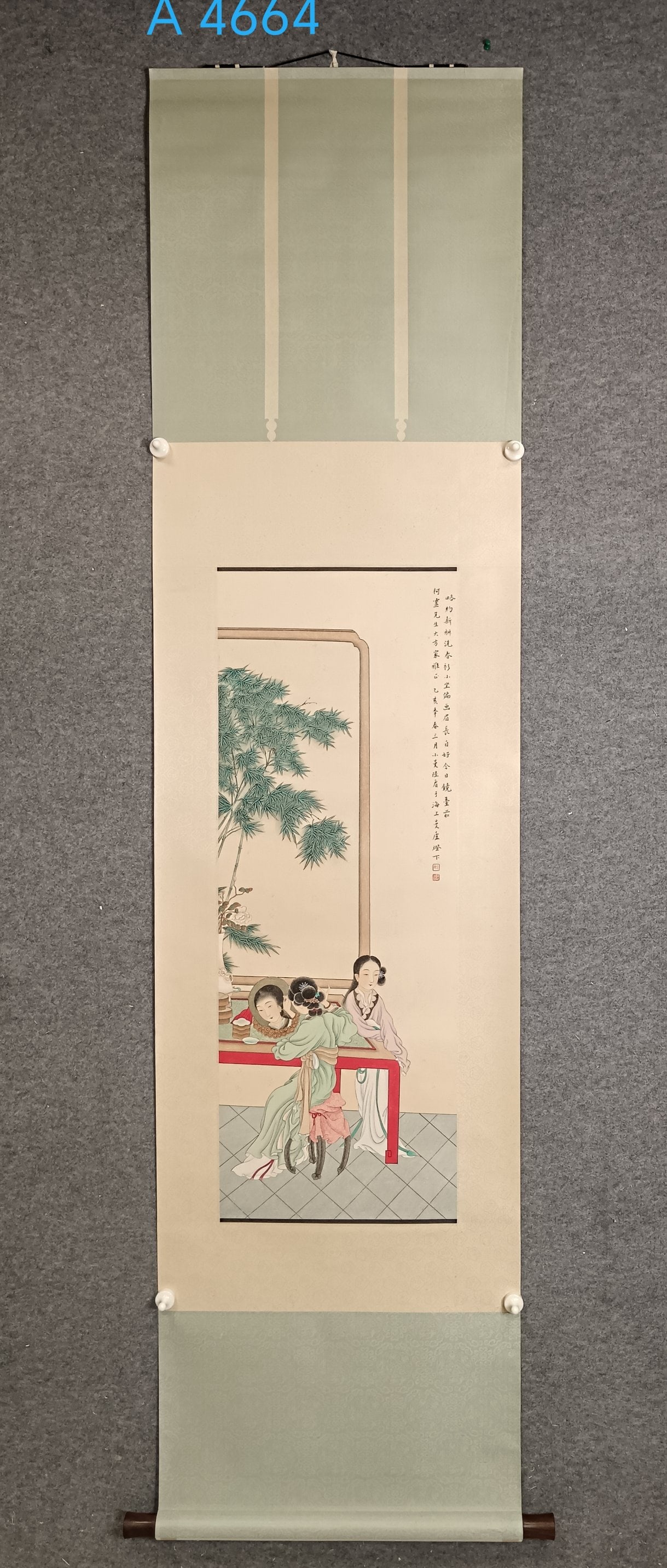 A Chinese Vertical Scroll Ink Painting of Character and Story on Paper
