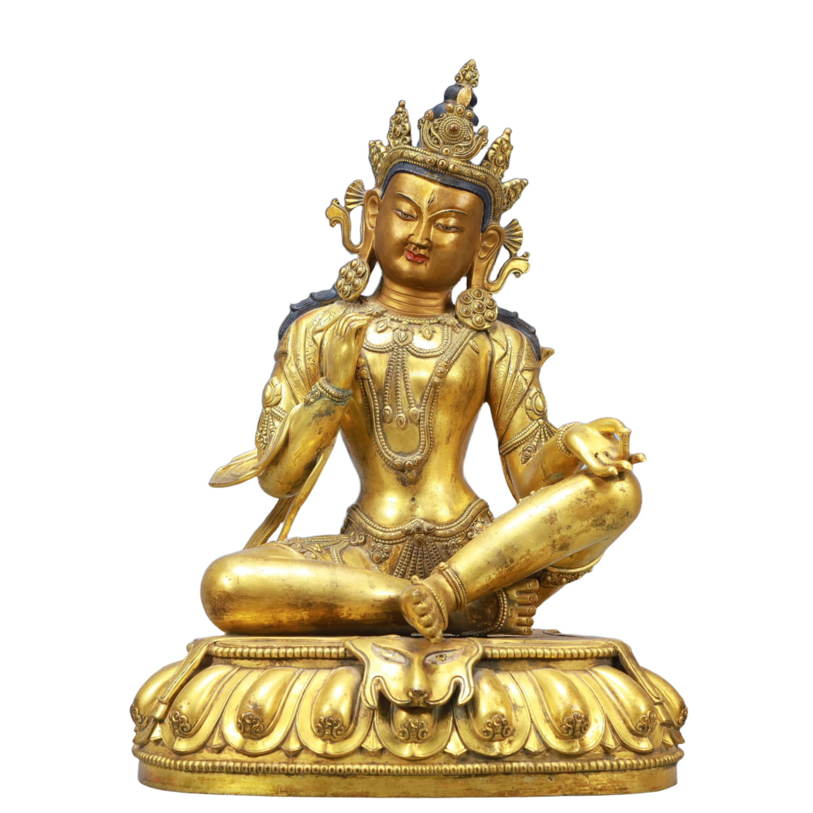 A Solemn Gilt Bronze White Statue of Tara: A Solemn Gilt Bronze White Statue of Tara,Ming Dynasty, China,Size:13inx9.4inx18.1in,Weight:19900,铜鎏金白度母,中国明代