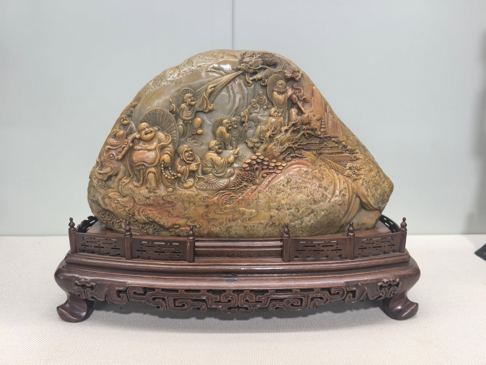 An Exquisite Tianhuang Stone Landscape and Figure Pattern Ornament