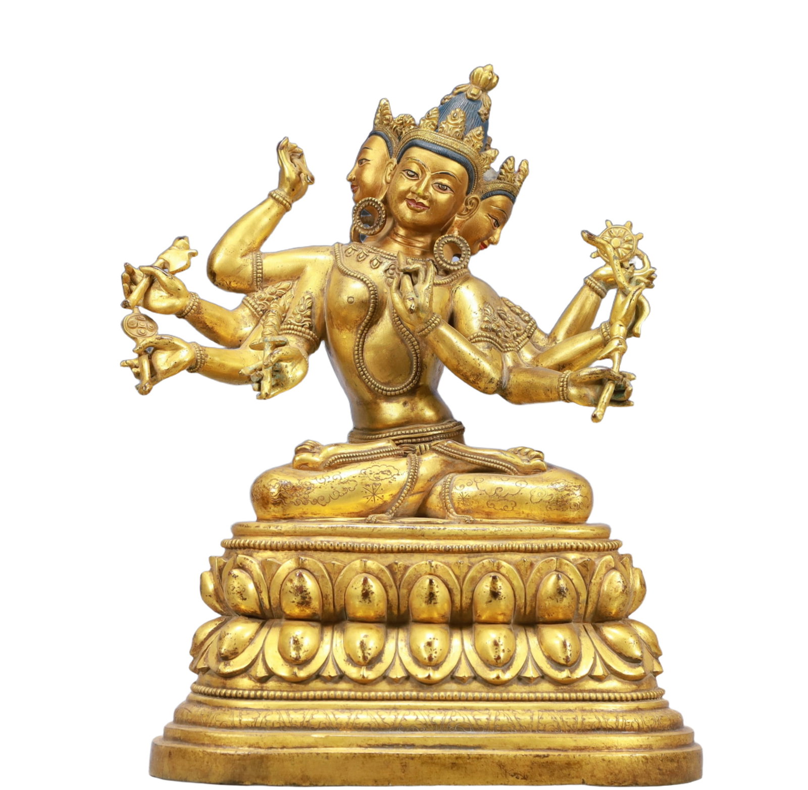A Solemn Gilt Bronze Eight-arms Statue of Avalokitesvara: A Solemn Gilt Bronze Eight-arms Statue of Avalokitesvara,Ming Dynasty,